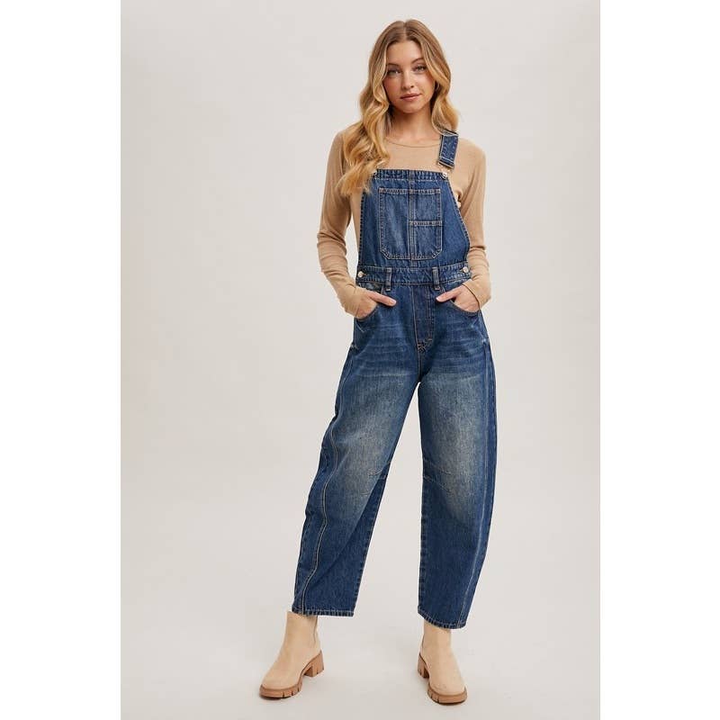 Kyle Denim Barrel Overalls FINAL SALE