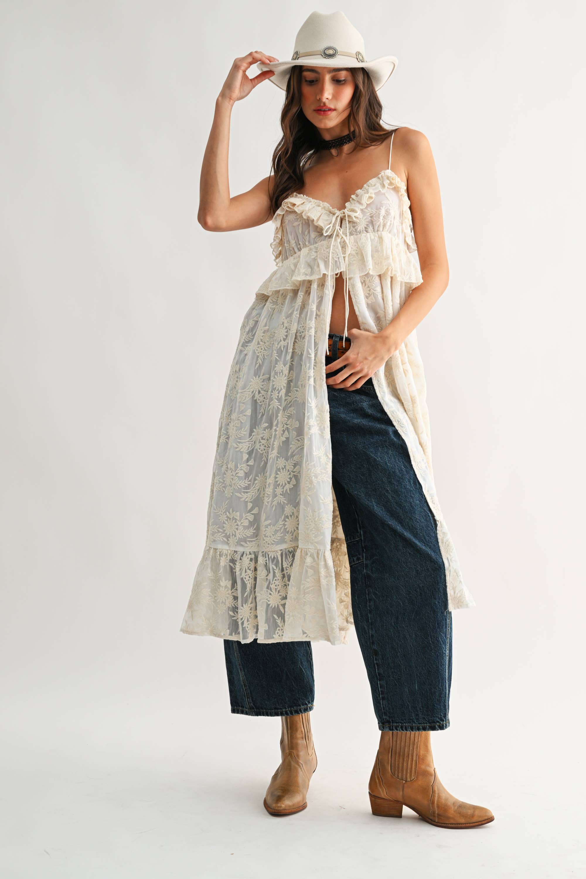 Lolo Embroidered Longline Tank