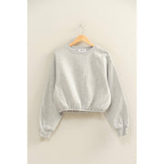 Elastic Hem Cropped Sweatshirt
