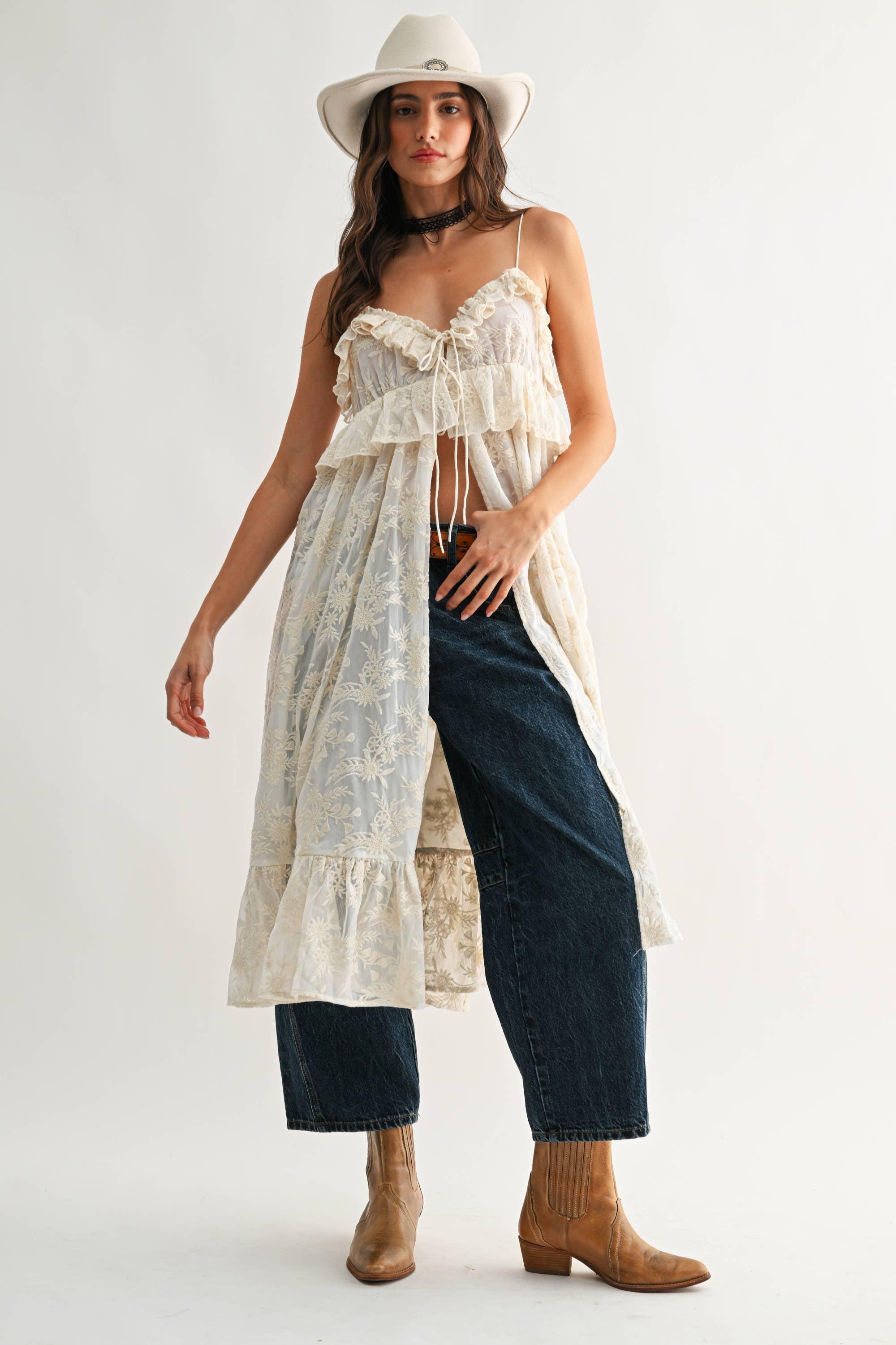 Lolo Embroidered Longline Tank