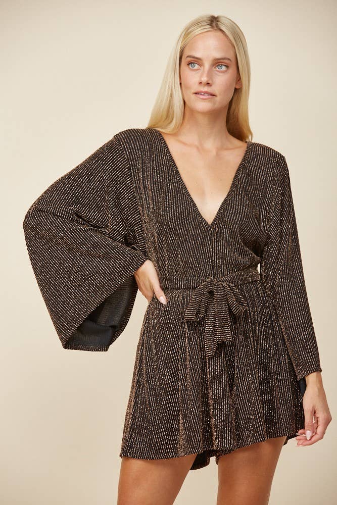 Kara Glitter Bell Sleeve Romper | FINAL SALE