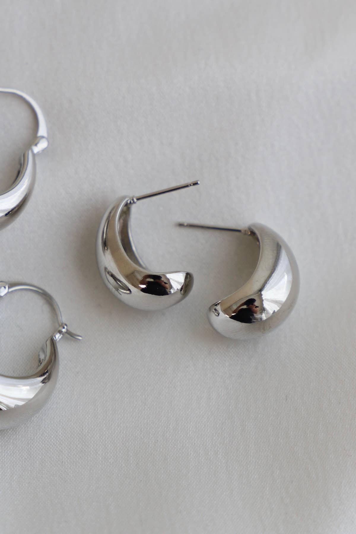 Bonnie Chunky Silver Teardrop Studs