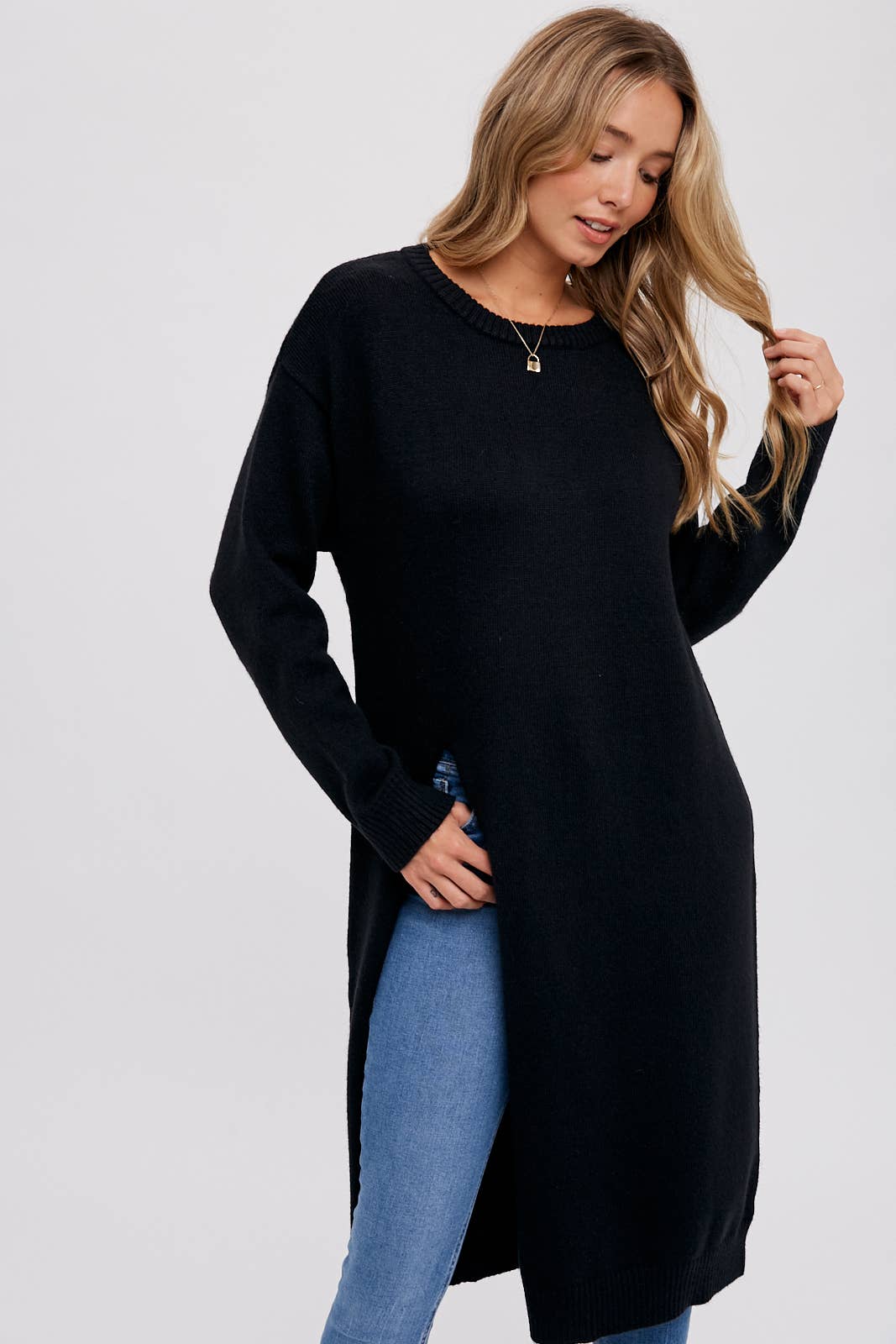 Sophia High Slit Longline Sweater FINAL SALE