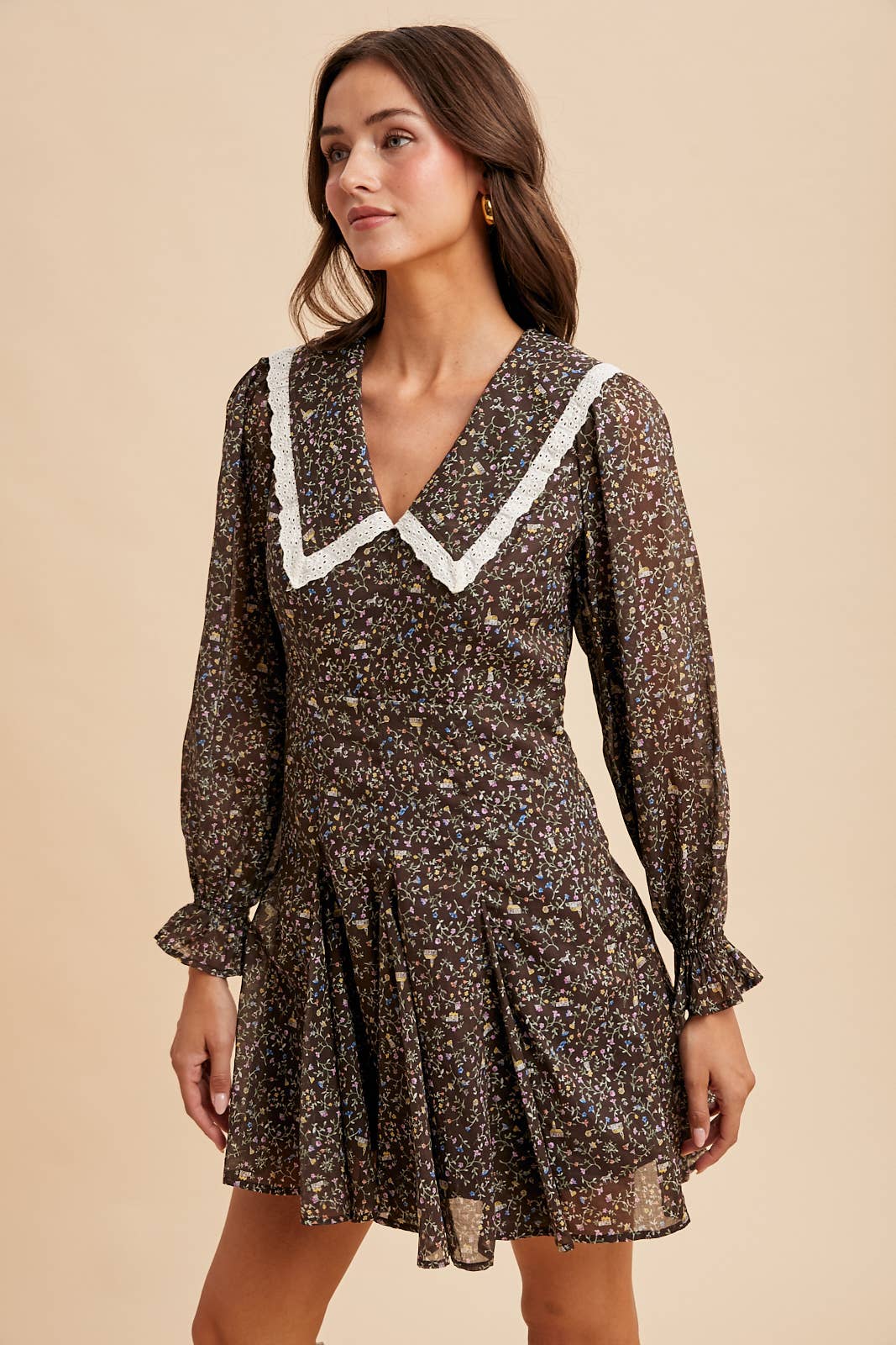 Peter Pan Collar Flared Mini Dress