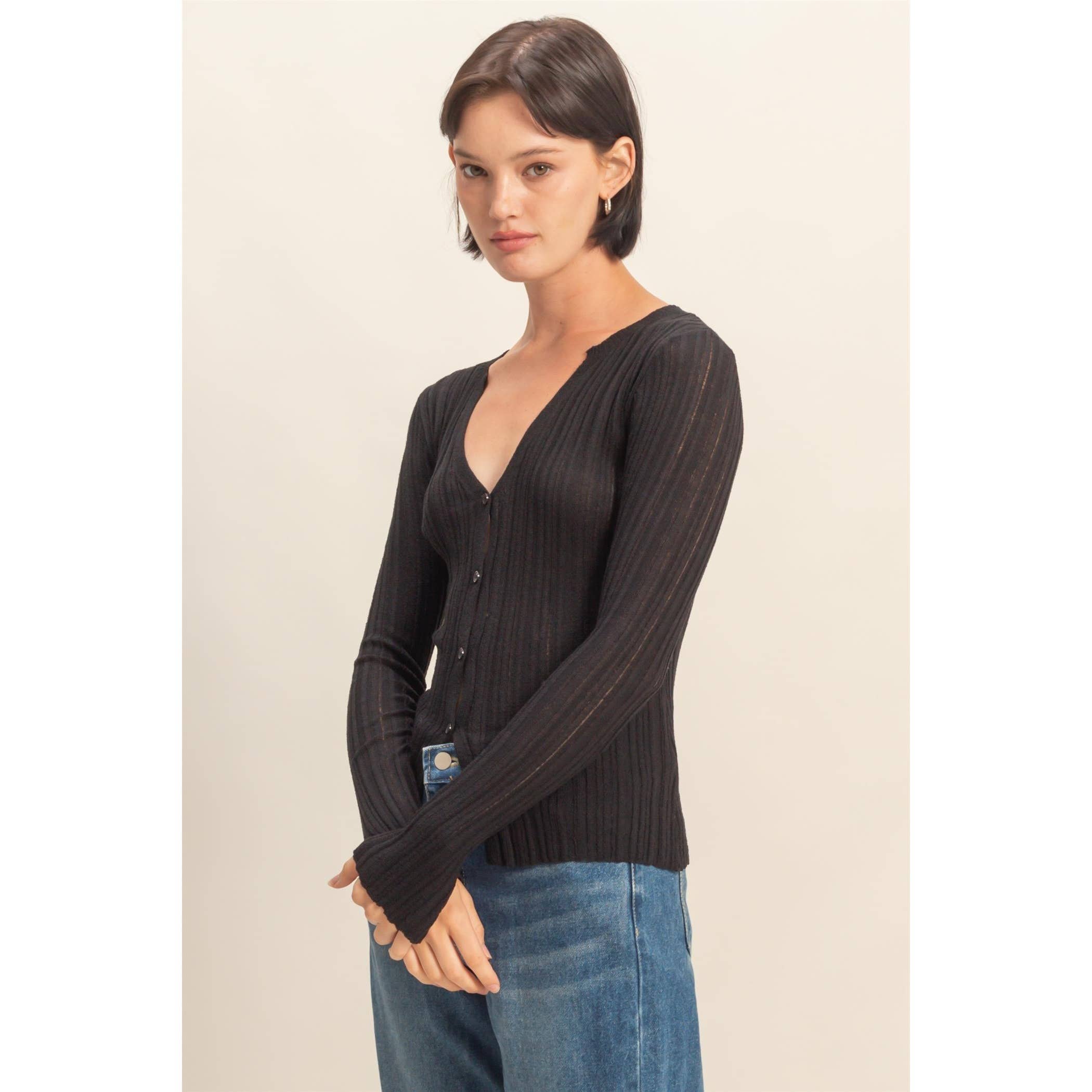 Tiff Long Sleeve Ribbed Cardigan