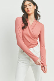 Hallie Surplice Ribbed Top